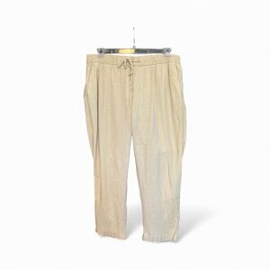 EUC OLD NAVY “A Stone’s Throw” Tan Cropped Linen Pants | Sz L